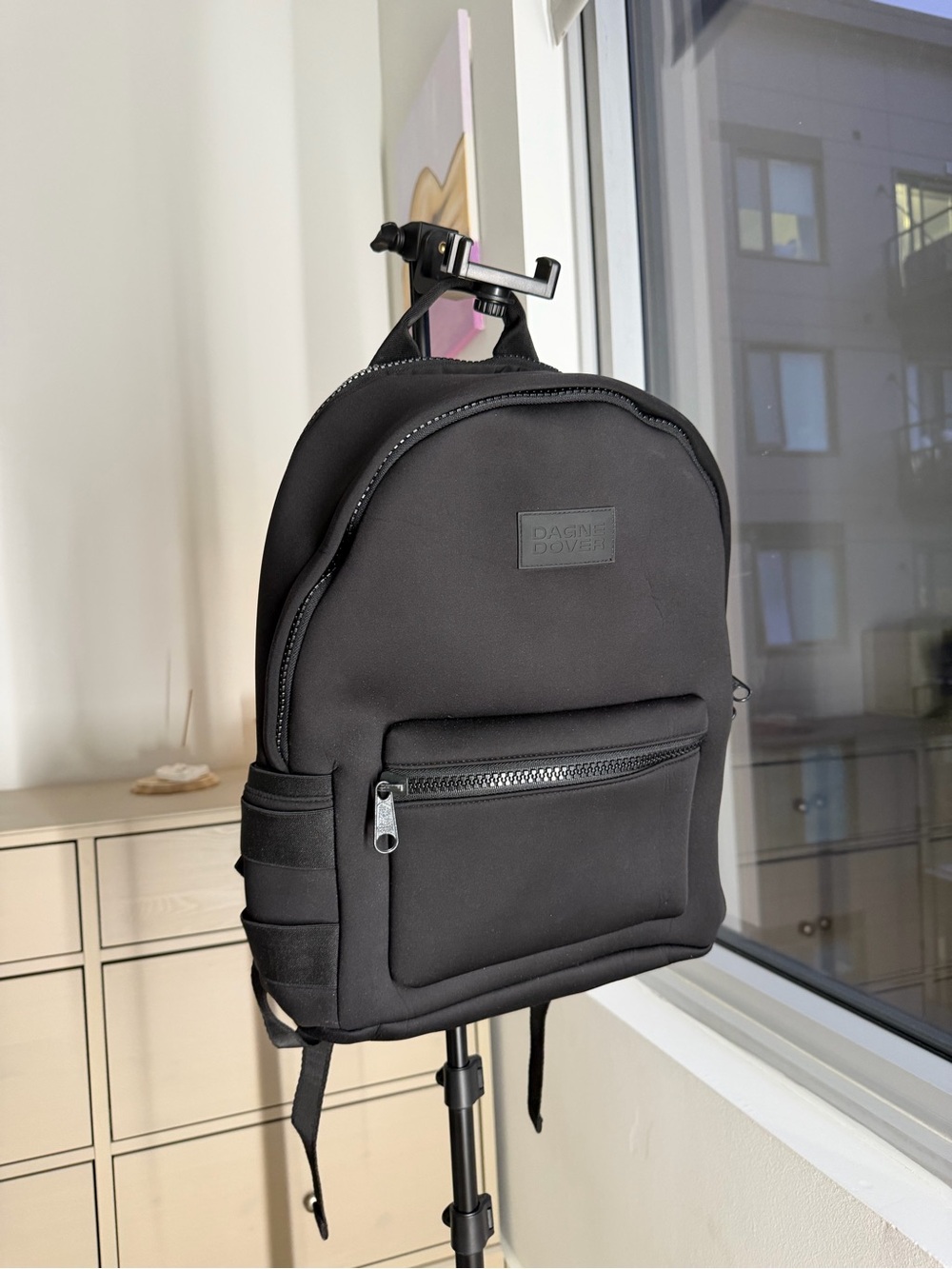 Dagne Dover Black Mini Backpack with Front Zip Pocket